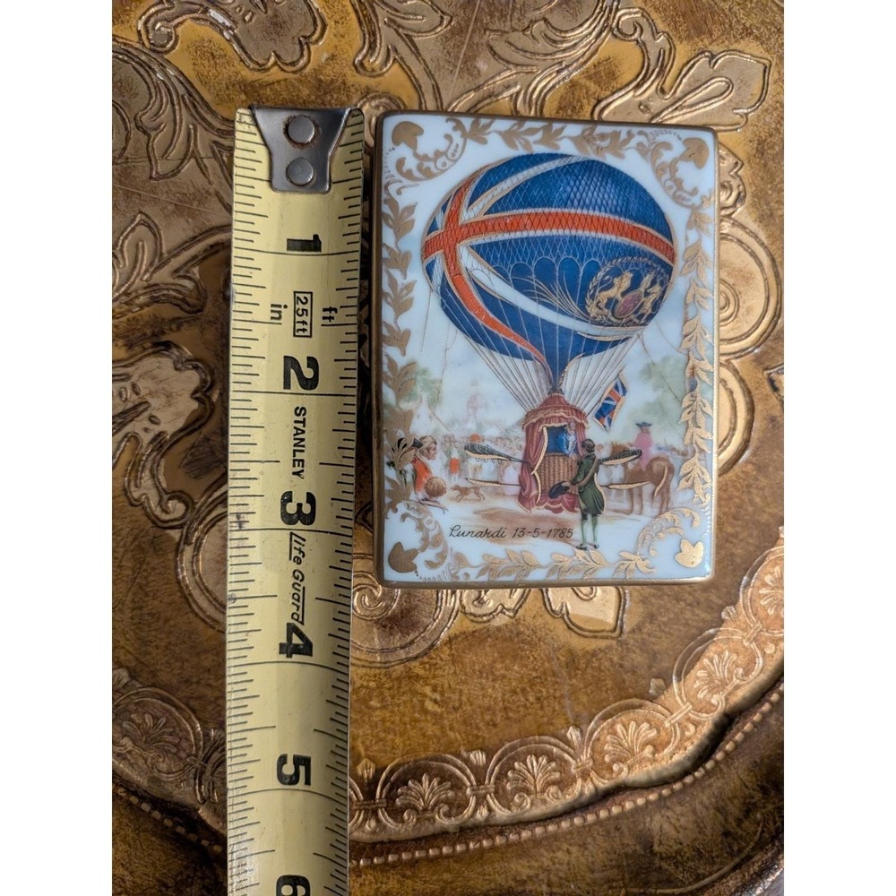 Vintage Limoges France Hot Air Balloon Book Trinket Box, Rehausse Main - Picture 8 of 8